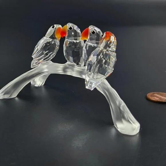 Vintage Swarovski “Feathered Beauties” Baby Lovebirds Figurine — No Box - Picture 3 of 11